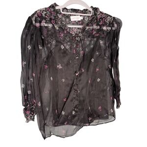 Christy Lynn floral sheer layered blouse Romantic whimsical